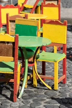 Coffee tables with chairs Stock Photos