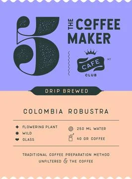 Coffee, tag label Stock Illustration