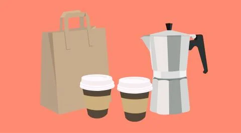 Coffee Take Away Set Stock Illustration