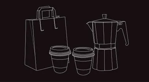 Coffee Take Away Set Illustrazione stock