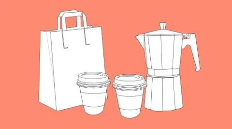 Coffee Take Away Set Illustrazione stock