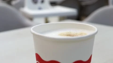 Coffee take away is on the table. Restaurant Stock-Footage 240333769
