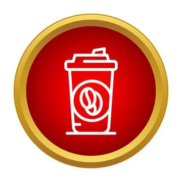 Coffee take out cup icon on red button Illustrazione stock