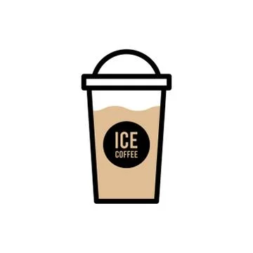 Coffee for takeaway logo template. Vector cold iced drink cup with cream and  Stock Illustration