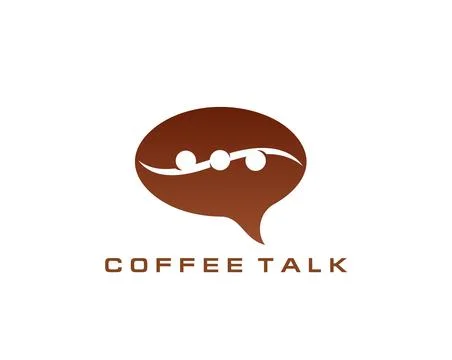 Coffee talk communication icon, bean chat symbol Illustration