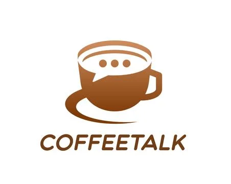 Coffee talk icon with steaming cup and chat Stock Illustration