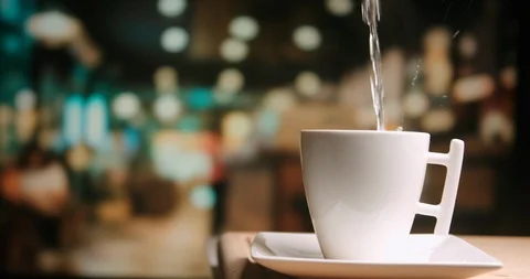 Coffee / tea cup and coffee shop Stock Footage 127404006