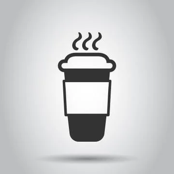 Coffee, tea cup icon in flat style. Coffee mug vector illustration on white b Stock Illustration