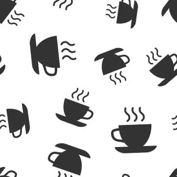 Coffee, tea cup icon seamless pattern background. Coffee mug vector illustrat 스톡 일러스트