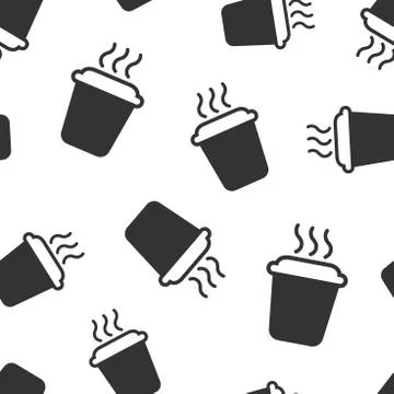 Coffee, tea cup icon seamless pattern background. Coffee mug vector illustrat Stock Illustration