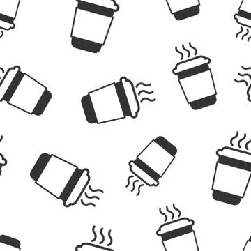 Coffee, tea cup icon seamless pattern background. Coffee mug vector illustrat Stock Illustration