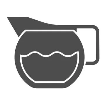 Coffee teapot solid icon. Filled with water kitchen glass kettle symbol, glyph Stock Illustration