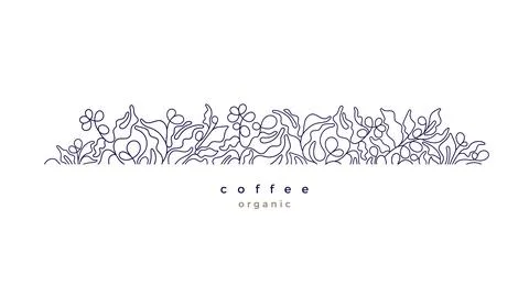 Coffee template. Vector branch, bean. Abstract Stock Illustration