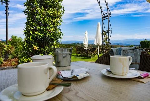 Coffee on terrace Stock-Fotos