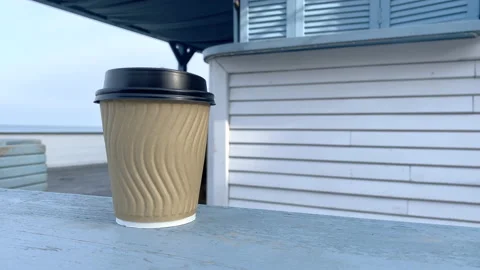 Coffee on the terrace by the sea Stock Footage 155151775