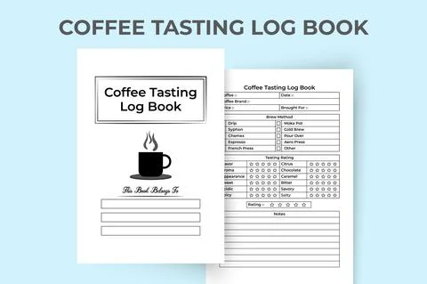 Coffee testing log book KDP interior. Coffee quality and taste tracker journa Ilustración de archivo