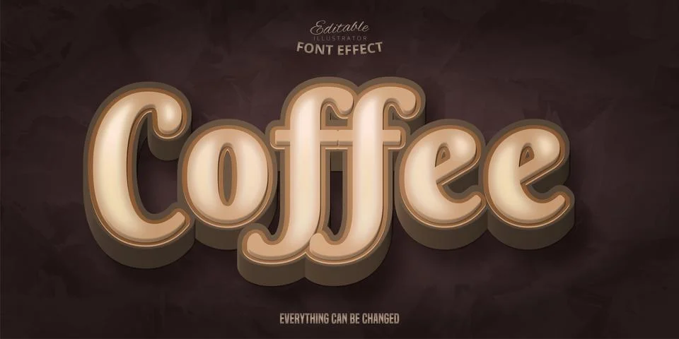Coffee text, 3d editable font effect Stock Illustration