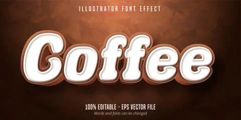 Coffee text, 3d editable font effect Stock Illustration