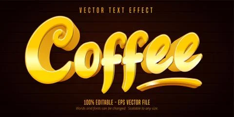 Coffee text, cartoon style editable text effect Stock Illustration