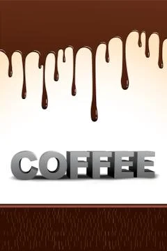 Coffee text with dripping chocolate Stock Illustration