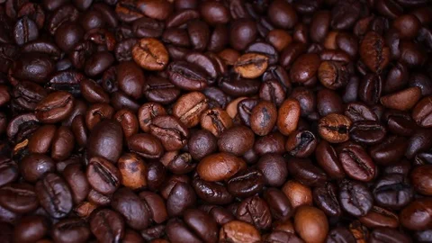 Coffee texture. Roasted coffee beans as background wallpaper. Beautiful arabica Stock Footage 103086924