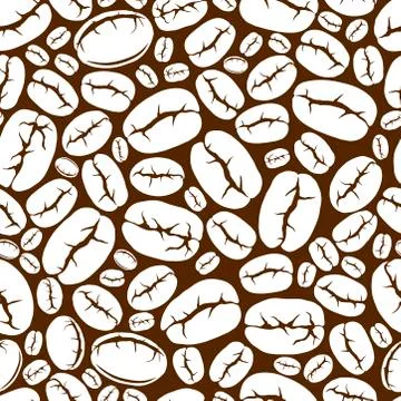 Coffee theme. White coffee beans seamless pattern Stock Illustration