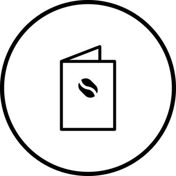 Coffee themed menu book icon in black and white minimalist style vector Stock Illustration