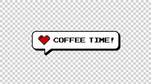 Coffee Time 8-bit pixel art comment balloon in neubrutalism style. Illustration