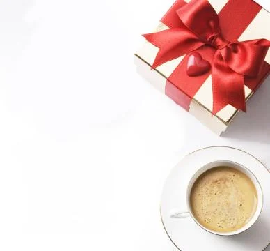 Coffee Time and Gift Boxes Stock Photos