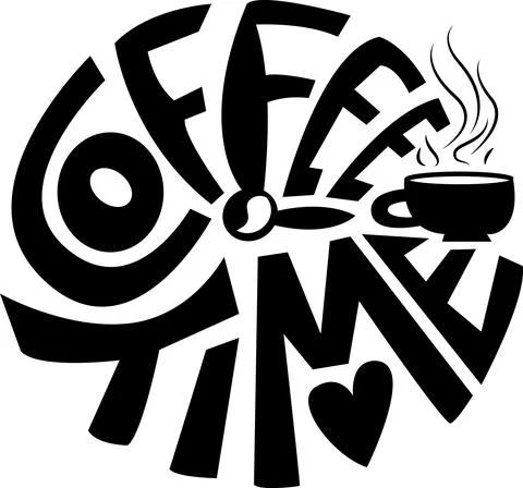 Coffee time cafe text phrase monochrome vector Stock Illustration