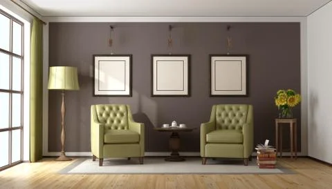 Coffee time in a classic living room Stock Illustration