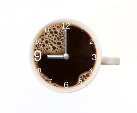 Coffee time clock Nine Stock-Fotos