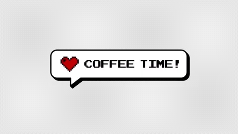 'COFFEE TIME!' comment balloon in 8-bits pixel art. ProRes 4444. 스톡 동영상 316773927