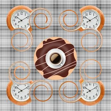 Coffee Time Composition. top view. Coffee time symbol. Interesting idea energ Stock Illustration