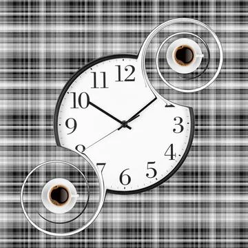 Coffee Time Composition. top view. Coffee time symbol. Interesting idea energ Stock Illustration