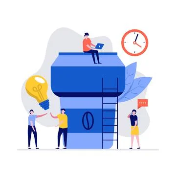 Coffee time concept with characters. Modern vector illustration in flat sty.. Stock Illustration