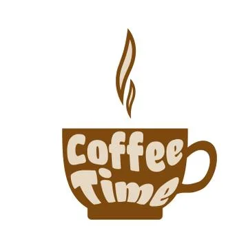 Coffee time concept. A cup of coffee is a side view Stock Illustration