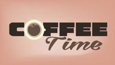 Coffee time concept with cup of hot aromatic coffee with dial Stock Illustration
