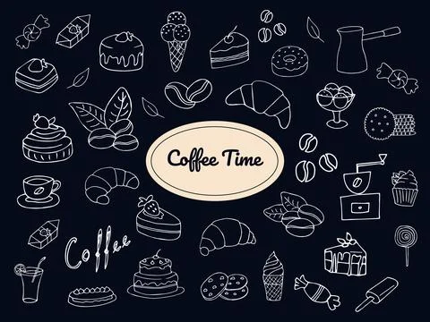 Coffee time doodles Stock Illustration