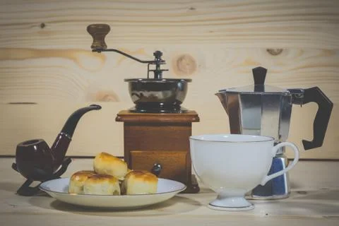 Coffee at the time of drinking Stock Photos