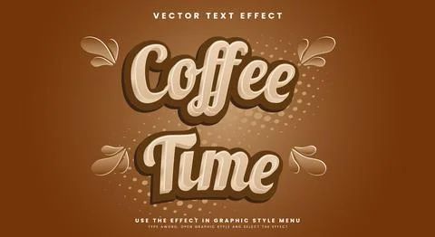 Coffee Time editable text effect template 스톡 일러스트