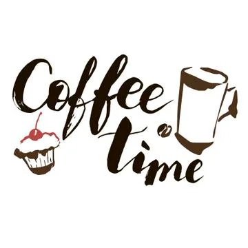 Coffee time. Hand-drawn vector artistic illustration for design, textile, prints Stock Illustration
