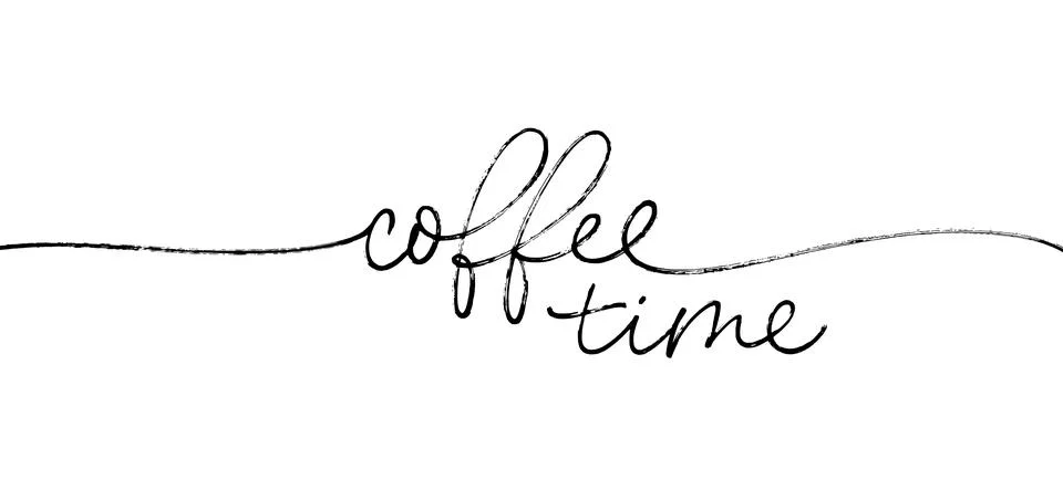 Coffee time hand drawn vector line lettering. Stock Illustration