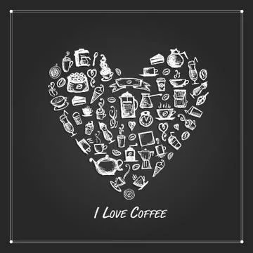 Coffee time, heart shape for your design Stock Illustration