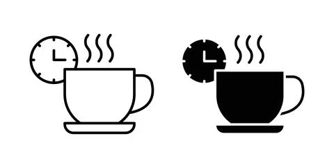 Coffee time icon in black and white. vector icon pack for websites Stock Illustration