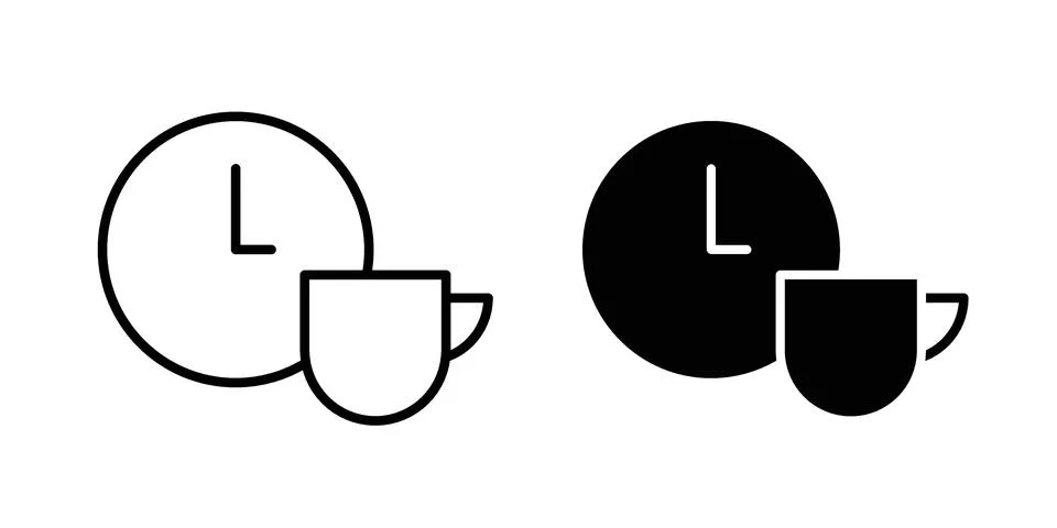 Coffee time icon black vector isolated on white Stock Illustration