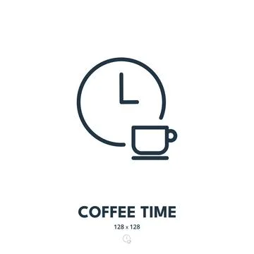 Coffee Time Icon. Coffee Break, Take a Break, Rest. Editable Stroke Stock Illustration