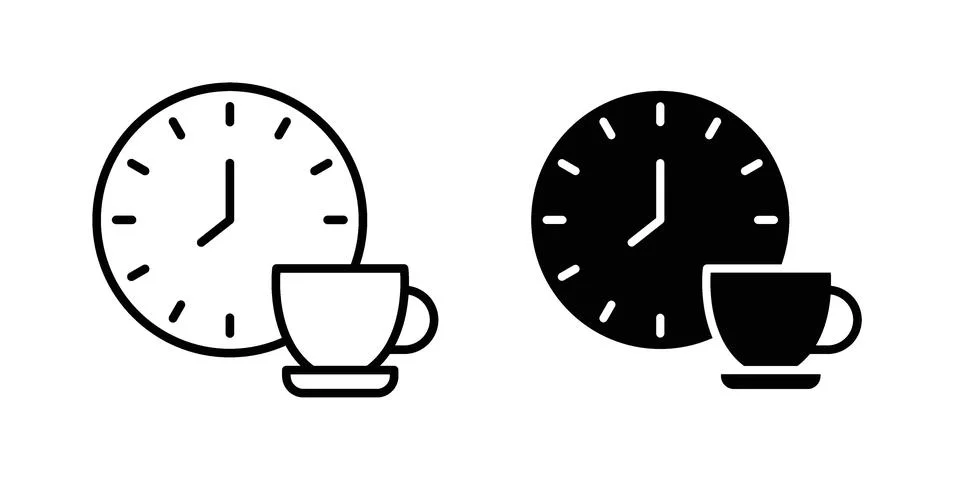 Coffee time icon concept logo design collection Stock Illustration
