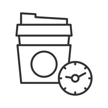 Coffee time icon in line design. coffee time, cafe clock, hot drink timer, break イラスト素材