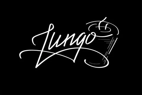 Coffee time. Lungo. Lettering vector illustration for poster, card, banner for Stock Illustration